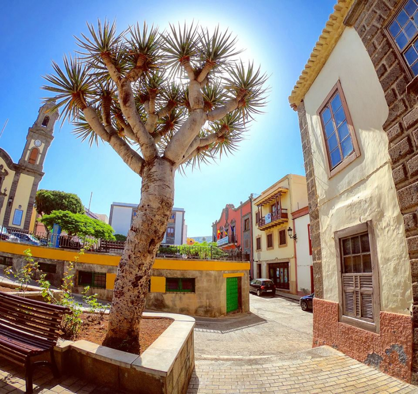 Gu&iacute;a town in north Gran Canaria: The Plaza and Church